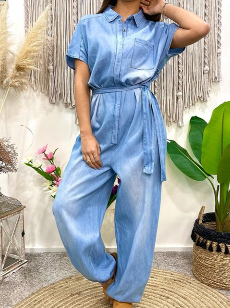 

Casual Loose Jumpsuit & Romper, Blue, Jumpsuits＆Rompers