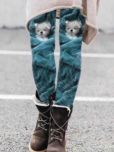 

Dog Casual Tight Leggings, Blue, Leggings