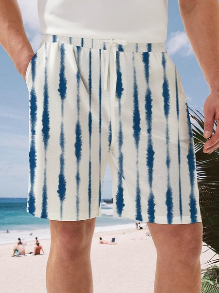 

Striped Drawstring Bermuda Short, White, Men's shorts