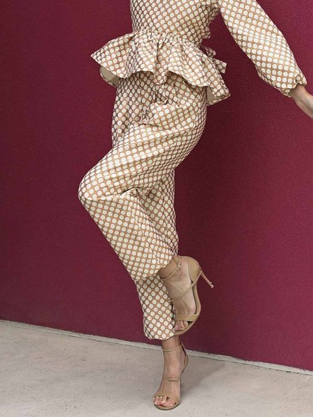 

Regular Fit Polka Dots Elegant Fashion Pants, Yellow, Pants