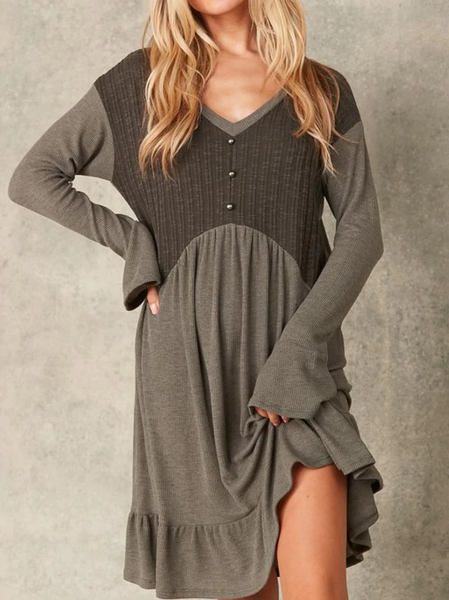

Casual Loose Plain Dress, Deep gray, Dresses