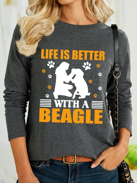 

Lilicloth X Rajib Sheikh Life Is Better With A Beagle Women's Long Sleeve T-Shirt, Gray, Long sleeves