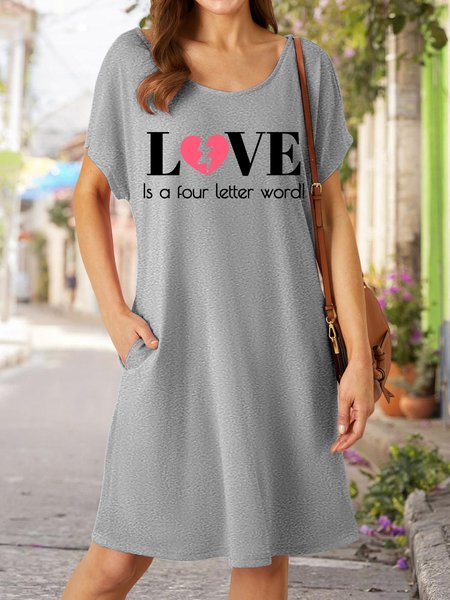 

Lilicloth X Jennifer J Valentine's Day Love Is A Four Letter Word Women's V Neck Dress, Gray, Dresses