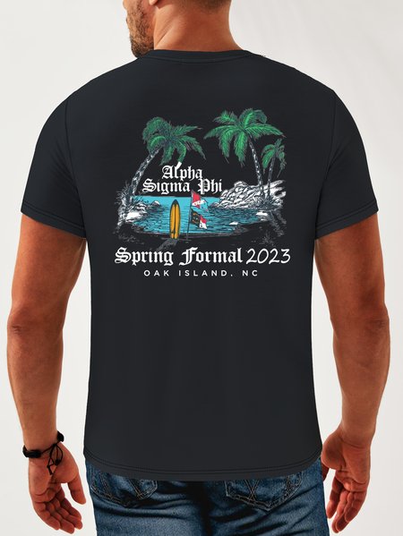 

Coconut Tree Neck Casual T-Shirt, Deep blue, Men's t-shirts