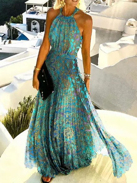 

Halter Boho Regular Fit Paisley Dress, Green, Dresses