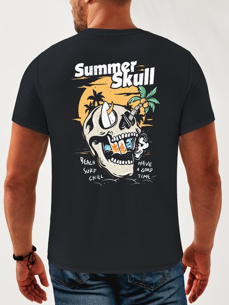 

Coconut Tree Neck Casual T-Shirt, Deep blue, Men's t-shirts