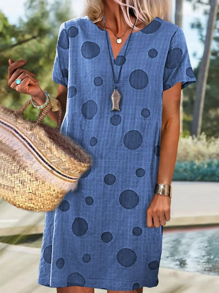 

Loose Geometric Casual Dress, Blue, Mini Dresses