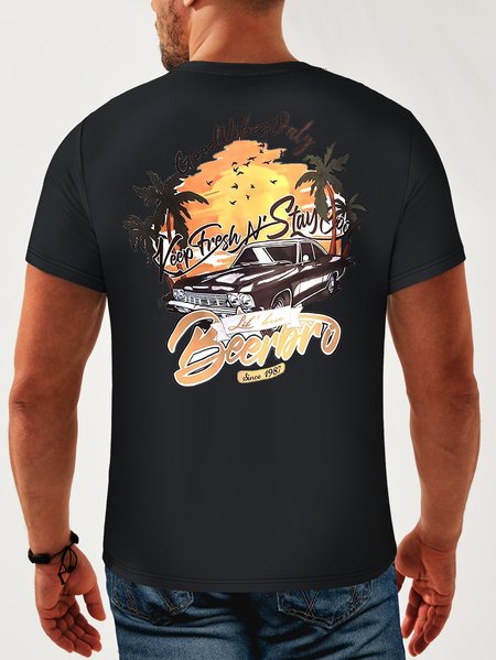 

Coconut Tree Neck Casual T-Shirt, Deep blue, Men's t-shirts