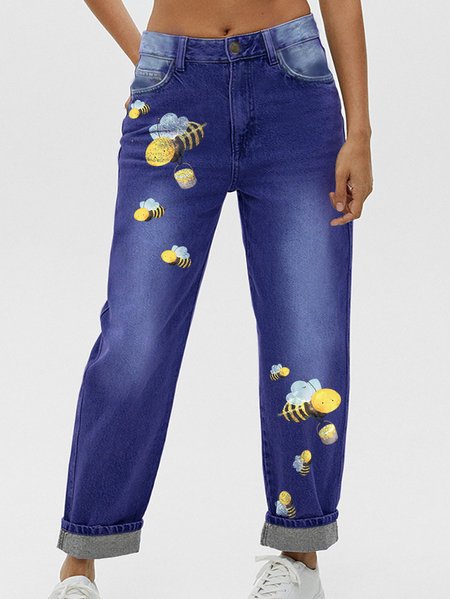 

Painting Bee Casual Printed Jeans, Blue, Jeans