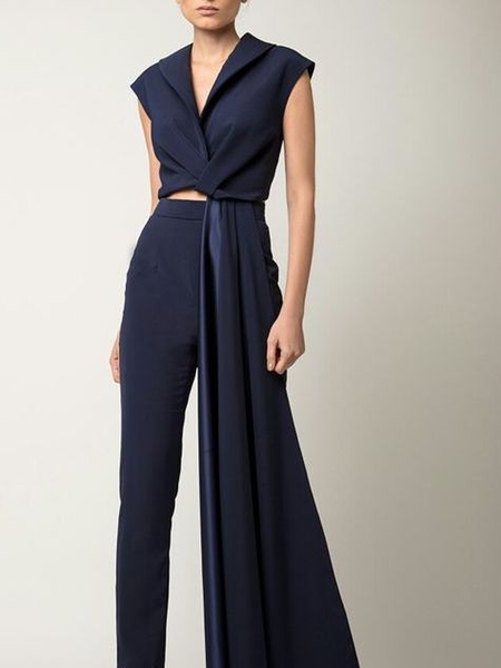 

Shawl Collar Urban Plain Regular Fit Sleeveless Vest, Navyblue, Vests and Gilets
