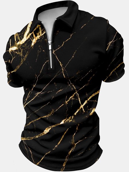 

Men’s Abstract Art Pattern Casual Polo Collar Regular Fit Polo Shirt, As picture, T-shirts
