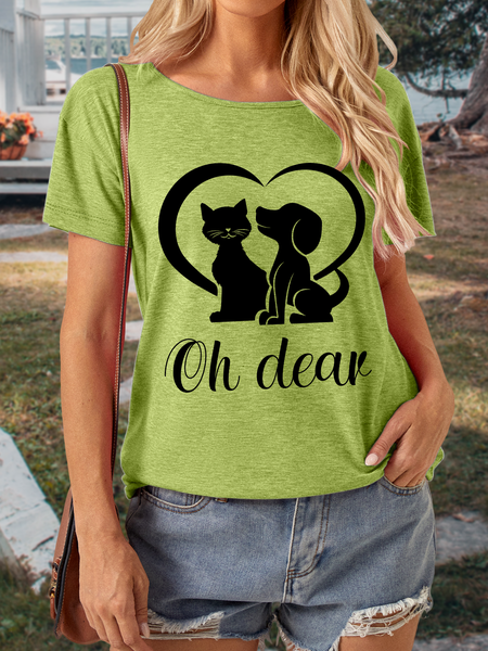 

Lilicloth X Rajib Sheikh Cat And Dog Lover Oh Dear Women's T-Shirt, Green, T-shirts
