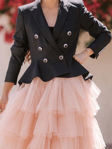 

Long sleeve Regular Fit Lapel Collar Elegant Blazer, Black, Blazers