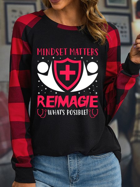 

Lilicloth X Rajib Sheikh Mindset Matters Reimagie What's Posible Women's Long Sleeve Buffalo Plaid T-Shirt, Black, Long sleeves