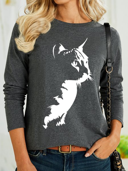 

Lilicloth X Rajib Sheikh Cat Women's Long Sleeve T-Shirt, Gray, Long sleeves