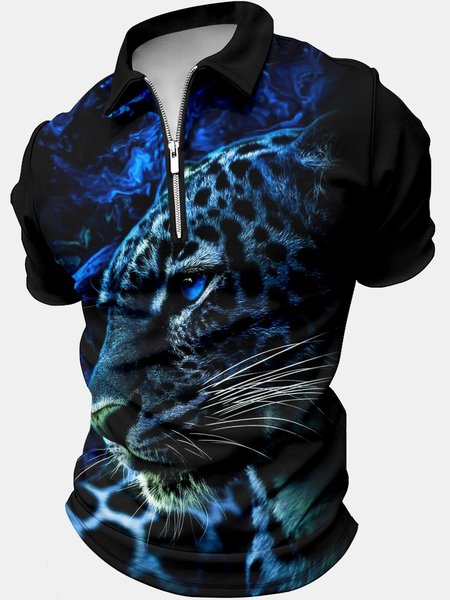

Men’s Animal Pattern Casual Polo Collar Polo Shirt, As picture, T-shirts
