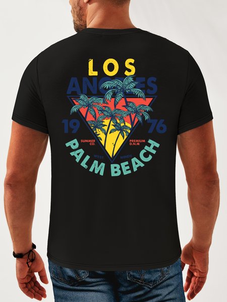 

Coconut Tree Neck Casual T-Shirt, Black, Men's t-shirts
