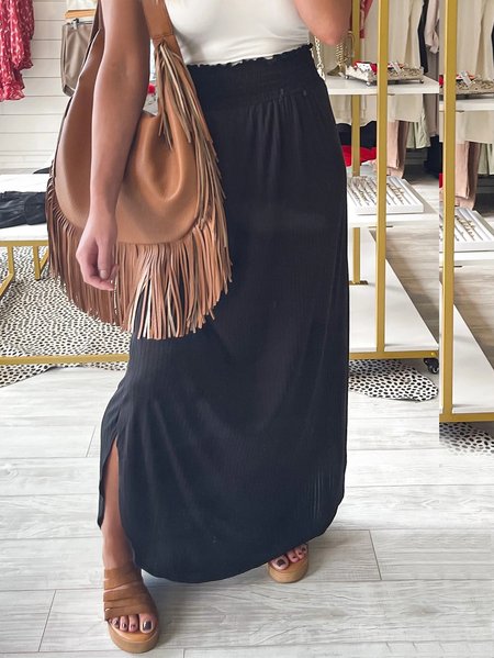 

Loose Casual Plain Skirt, Black, Skirts