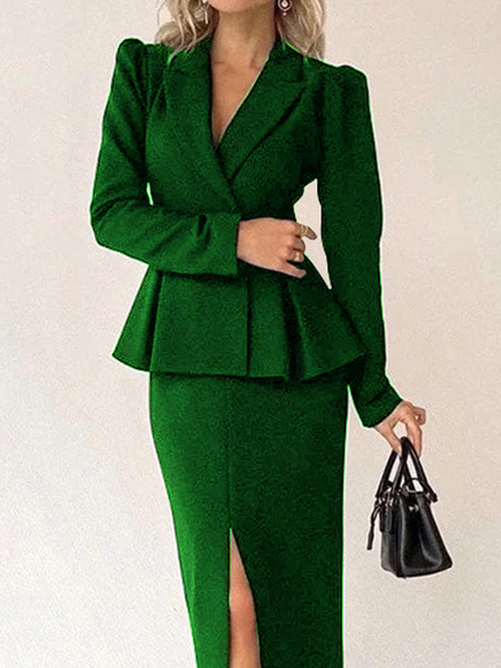 

Elegant Regular Fit Lapel Collar Sleeveless Plain Jacket, Green, Jackets
