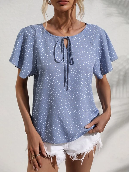 

Casual Crew Neck Top, Blue, Shirts & Blouses