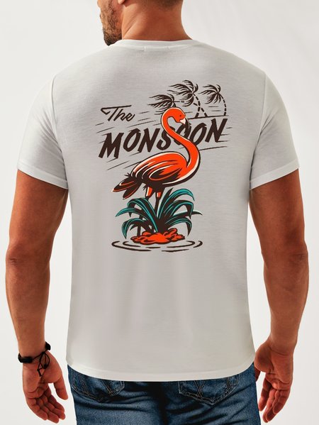 

Coconut Tree Neck Casual T-Shirt, White, Men's t-shirts