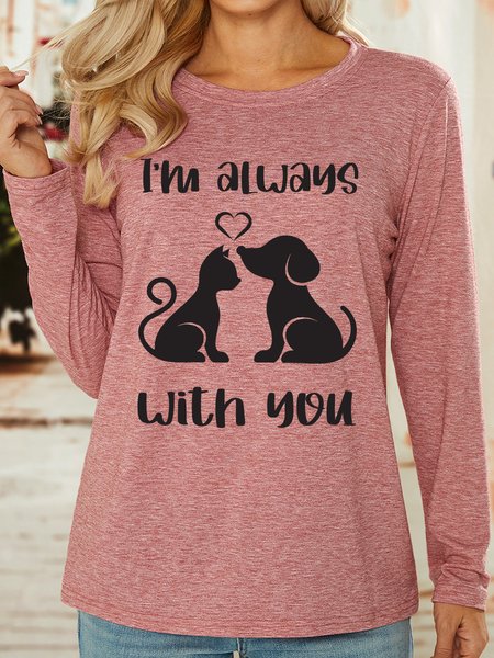 

Lilicloth X Rajib Sheikh Cat And Dog Lover I'm Always With You Women's Long Sleeve T-Shirt, Pink, Long sleeves