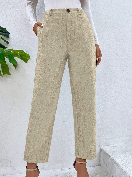 

Plain Casual Casual Pants, Apricot, Pants
