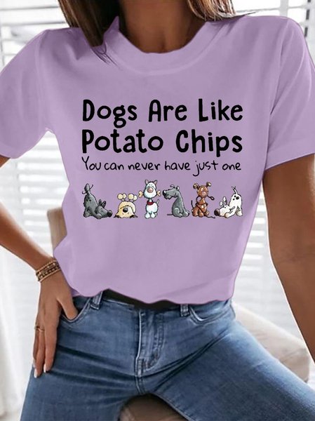 

Women's Pet Dog Lover Casual Crew Neck T-Shirt, Purple, T-shirts