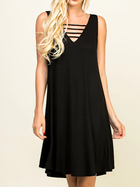 

Plain Casual Dress, Black, Dresses