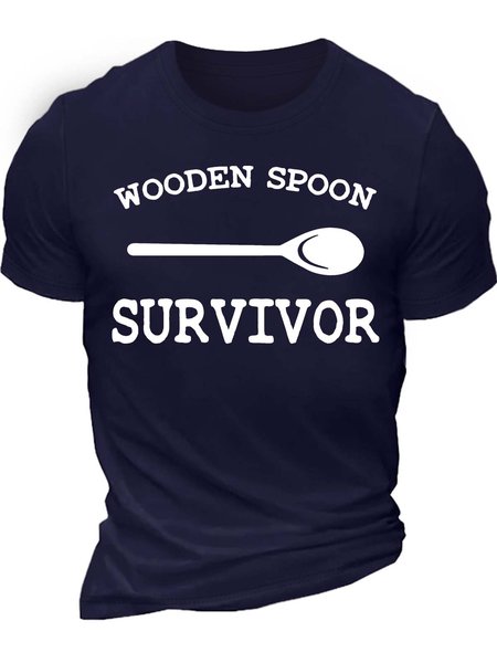 

Men’s Wooden Spoon Survivor Regular Fit Casual Crew Neck T-Shirt, Deep blue, T-shirts