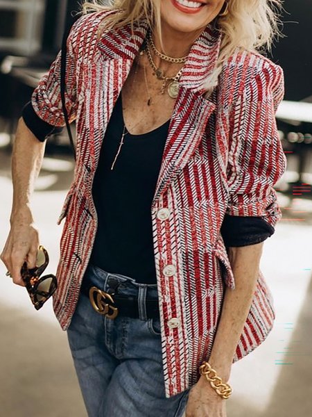 

Casual Shawl Collar Color Block Blazer, Red, Blazers