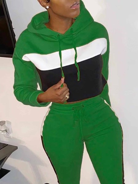 

Hoodie Loose Color Block Casual Sweatshirt, Green, Hoodies and Sweatshirts
