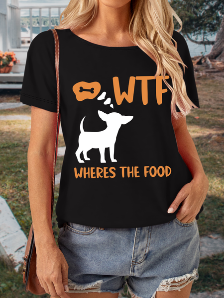

Lilicloth X Rajib Sheikh Funny Dog WTF Wheres The Food Women's T-Shirt, Black, T-shirts