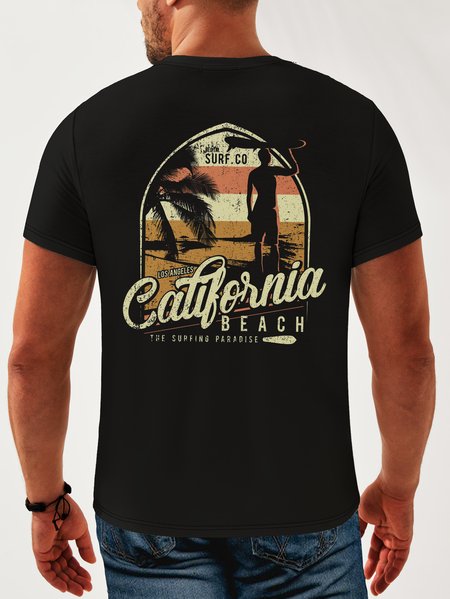 

Coconut Tree Neck Casual T-Shirt, Black, Men's t-shirts