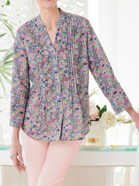 

Regular Fit Casual Stand Collar Blouse, Multicolor, Shirts & Blouses