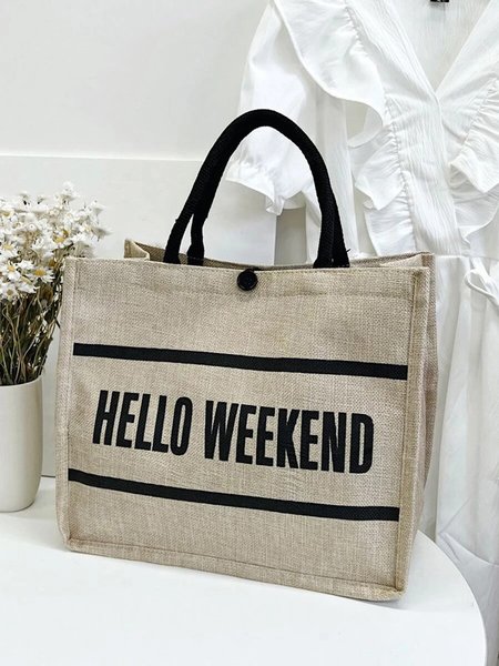 

Casual Linen Large Capacity Beach Bag, Khaki, swimwear>>Beach Accessories