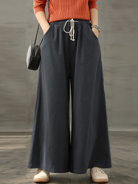 

Plain Regular Fit Casual Casual Pants, Black, Pants