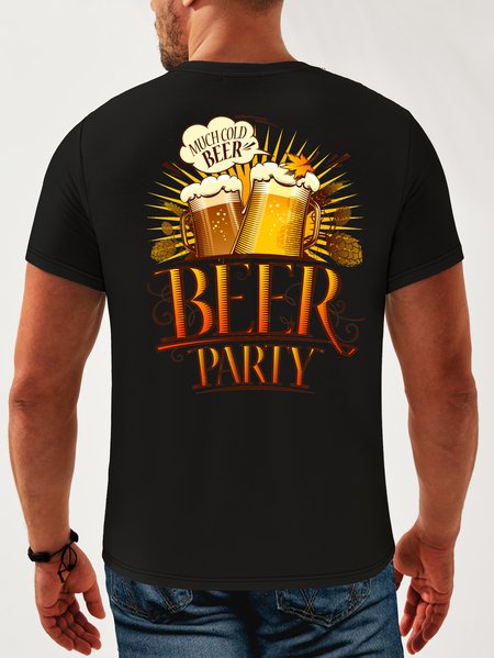 

Beer Crew Neck Casual T-Shirt, Black, Men's t-shirts