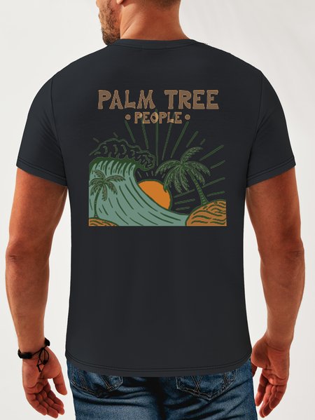 

Coconut Tree Neck Casual T-Shirt, Deep blue, Men's t-shirts