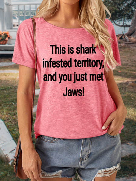 

Lilicloth X Jennifer J This Is Shark Infested Territory And You Just Met Jaws Women's T-Shirt, Pink, T-shirts