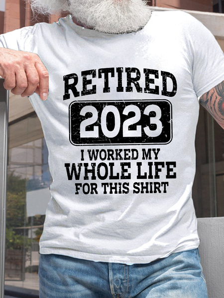 

Men's Funny Retired 2023 Casual Loose T-Shirt, White, T-shirts