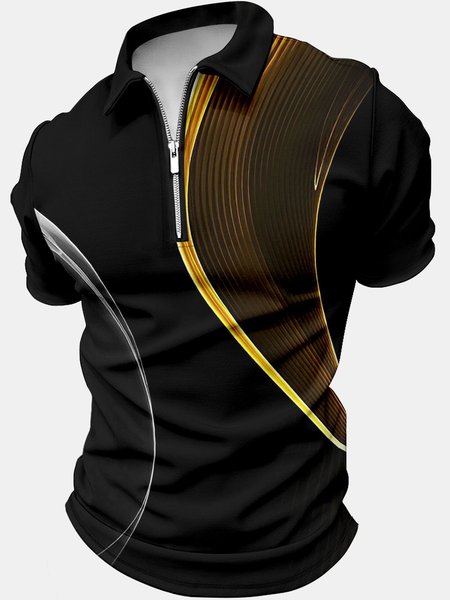 

Men’s Abstract Art Pattern Casual Regular Fit Animal Polo Collar Polo Shirt, As picture, T-shirts