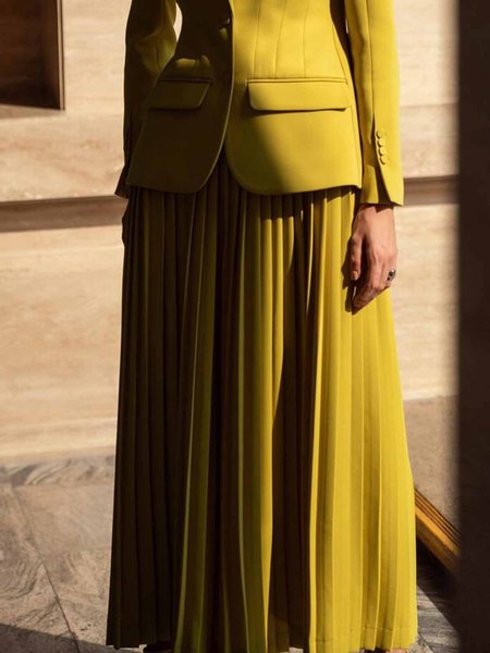 

Urban Plain High Waist Pleated Skirt, Yellow, Skirts