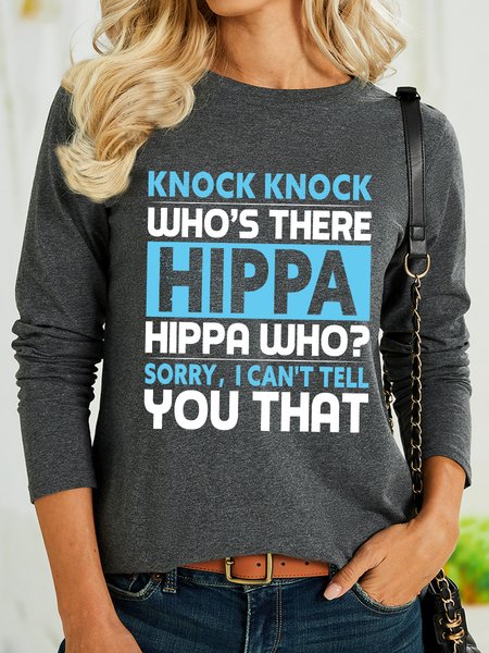 

Lilicloth X Rajib Sheikh Knock Knock Who's There Hippa Hippa Who Women's Long Sleeve T-Shirt, Gray, Long sleeves