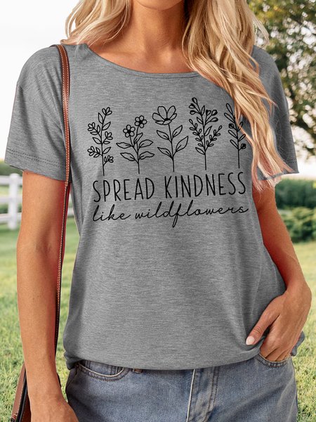 

Women‘s Kindness Inspirational Crew Neck Casual T-Shirt, Gray, T-shirts