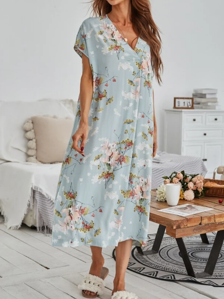 

Floral Casual Regular Fit V Neck Dress, Multicolor, Dresses