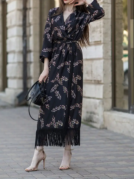 

Tassel Elegant Satin Dress, Multicolor, Maxi Dresses