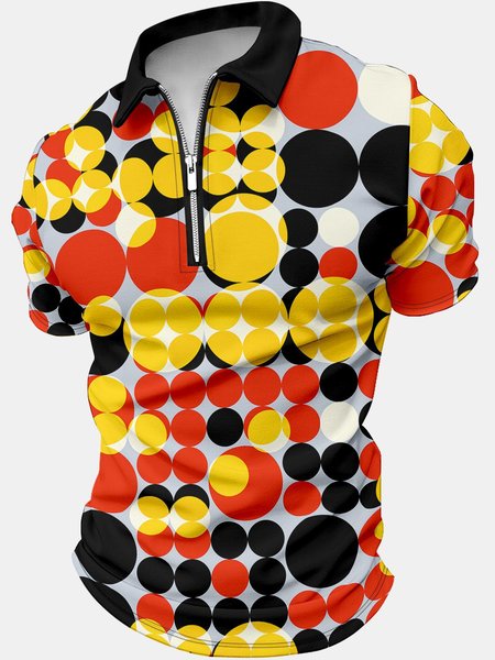 

Men's Abstract Collection Pop Art Funny Polka Dots 3D Graphic Print Casual Text Letters Polo Collar Regular Fit Polo Shirt, As picture, T-shirts