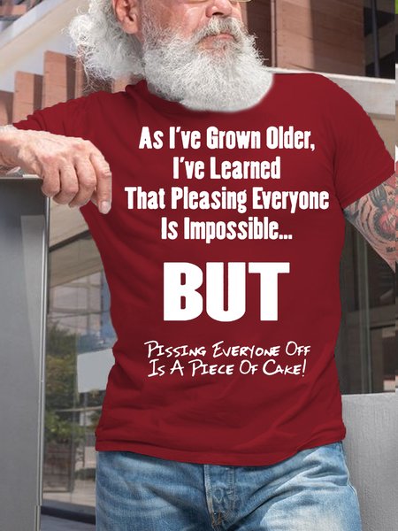 

Men's As I Grown Older Funny Letters Cotton Casual T-Shirt, Red, T-shirts
