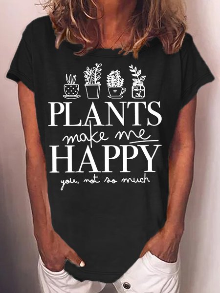 

Women's Plant Lover Gardening Letters T-Shirt, Black, T-shirts
